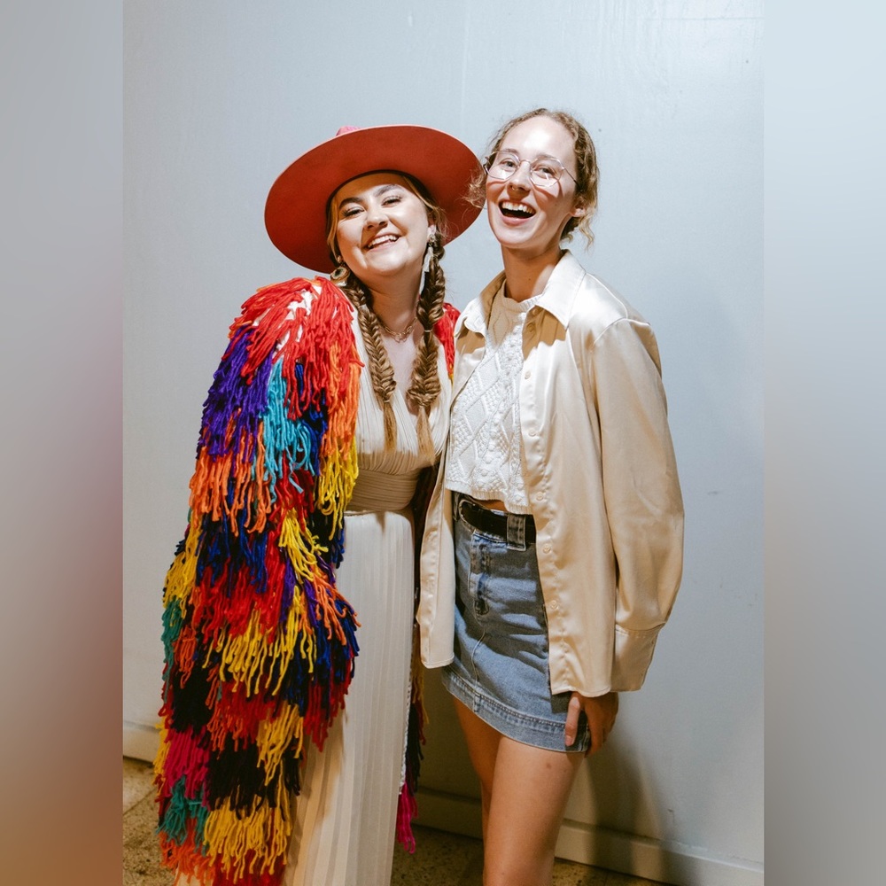 Rainbow fringe coat